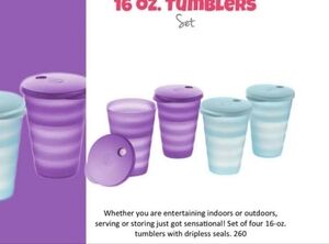 Tupperware 16 oz Impressions Tumbler Set/4